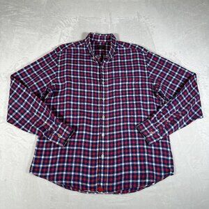 Untuckit Shirt Men Size L Plaid Long Sleeve Single Pocket 100% Linen Comfort EUC